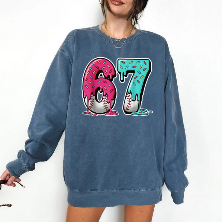67 Ice Cream Drip Baseball Gen Alpha Slang Six Seven Meme Comfort Colors Sweatshirt