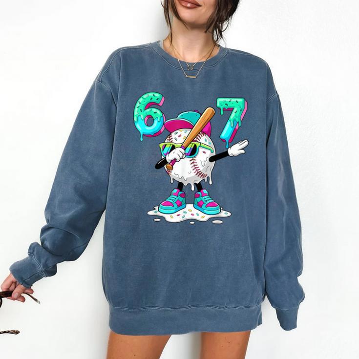 67 Meme Six Seven Meme Baseball Dapping Ice Cream Drip Comfort Colors Sweatshirt