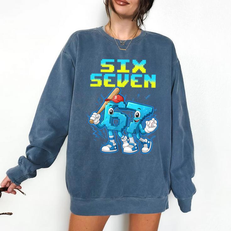 67 Six Seven 6-7 Italian Brainrot Kids Baseball Meme Comfort Colors Sweatshirt
