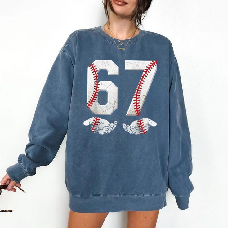 67 Six Seven Number 6 7 Meme Baseball Six Seven For Boys Men Comfort Colors Sweatshirt