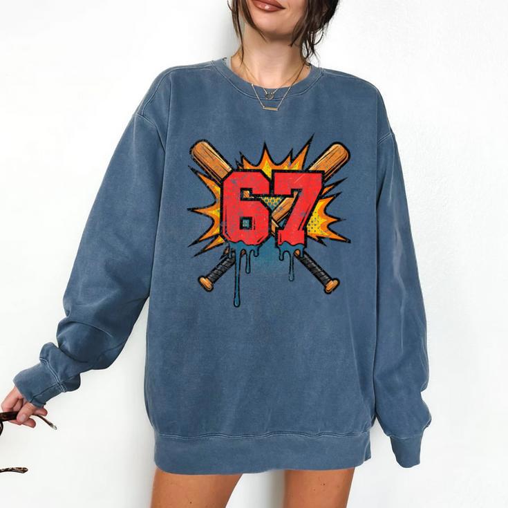 67 Sports Meme – Baseball Bats Number 6 7 Comfort Colors Sweatshirt