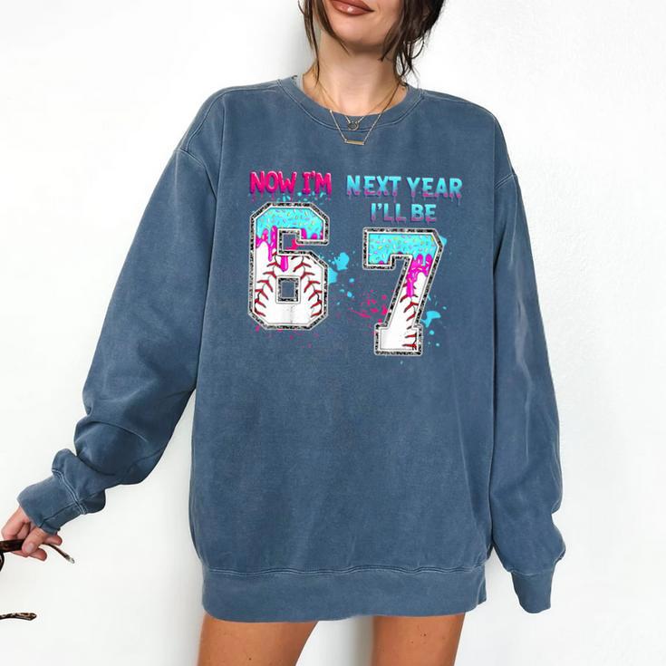 6th Birthday Now I'm 6 Next Year I'Ll Be 7 Baseball Drip 67 Comfort Colors Sweatshirt