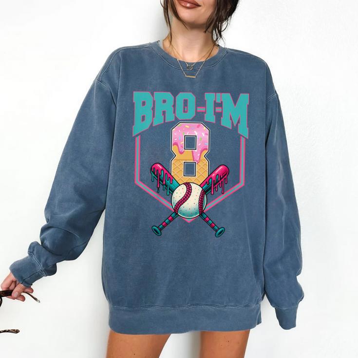 8th Birthday Boy Bro I'm 8 Years Old Baseball Theme Comfort Colors Sweatshirt