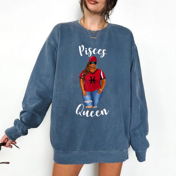 African American Baseball Mom Pisces Queen Zodiac Sign Comfort Colors Sweatshirt