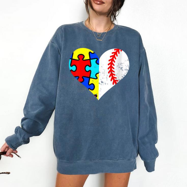 Autism Baseball Heart Autism Puzzle Baseball Mom Comfort Colors Sweatshirt