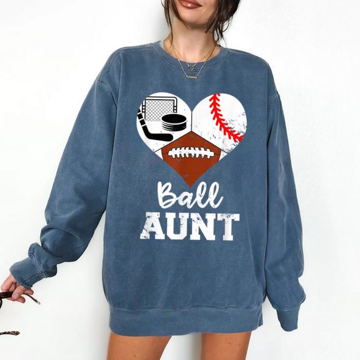 Ball Aunt Heart Football Baseball Hockey Game Day Comfort Colors Sweatshirt