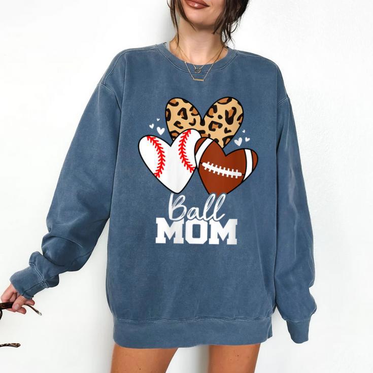 Ball Mom Football Baseball Mom Heart Comfort Colors Sweatshirt