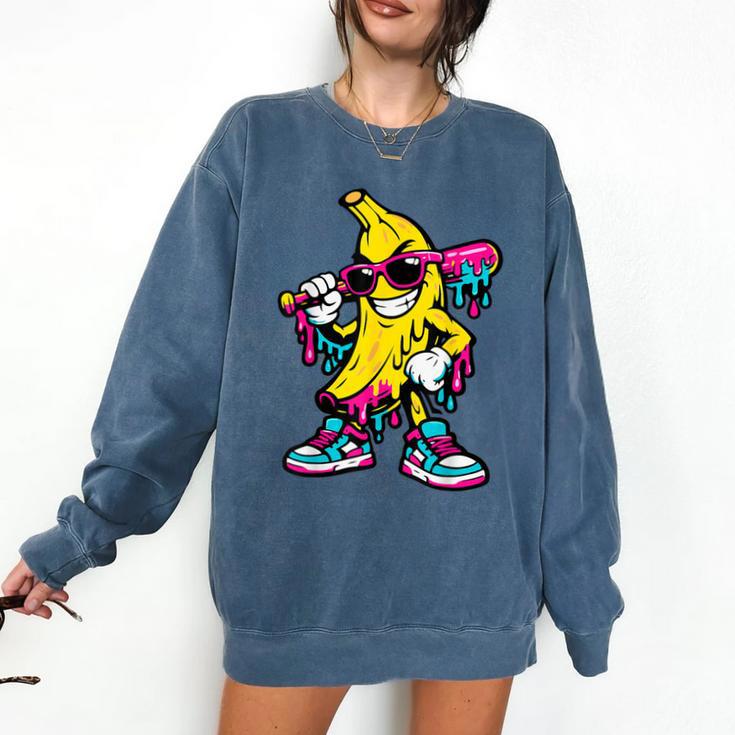 Banana Baseball Drip Comfort Colors Sweatshirt