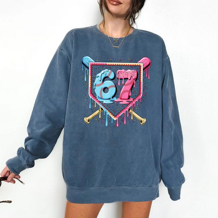 Baseball 67 Ice Cream Drip Six Seven Meme Boy Girl Kid Comfort Colors Sweatshirt
