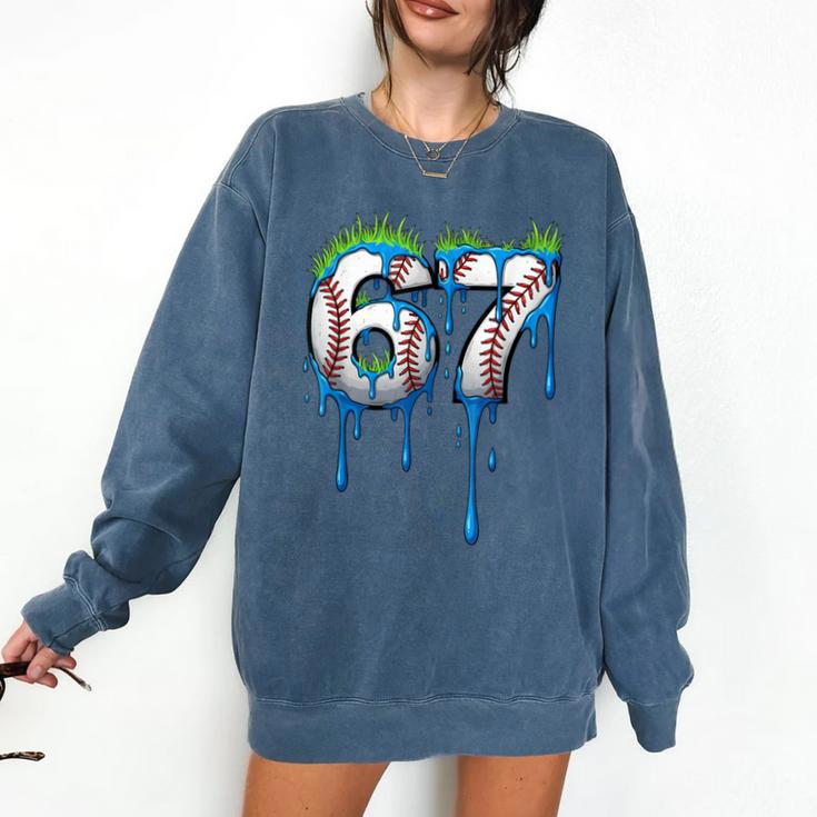 Baseball 67 Six Seven Gen Alpha Meme Blue Drip Boys Comfort Colors Sweatshirt