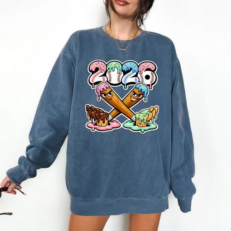 Baseball Bat 2026 Hands Drip Boys Ice Cream Dripping Youth Comfort Colors Sweatshirt