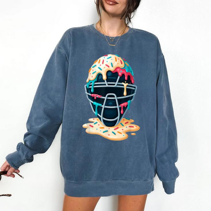 Baseball Catcher Mask Ice Cream Dripping Baseball Boy Youth Comfort Colors Sweatshirt