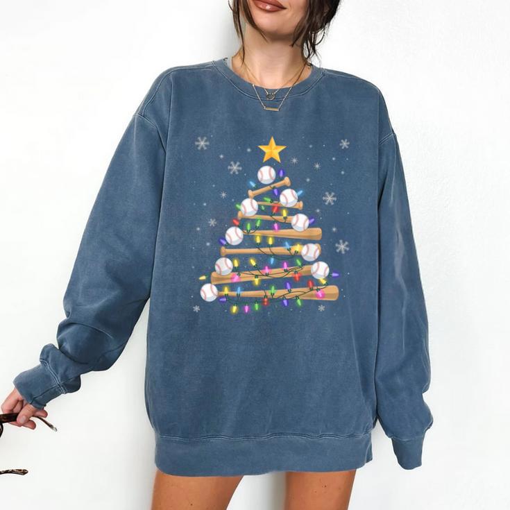 Baseball Christmas Tree Light Xmas Baseball Boys Kids Comfort Colors Sweatshirt