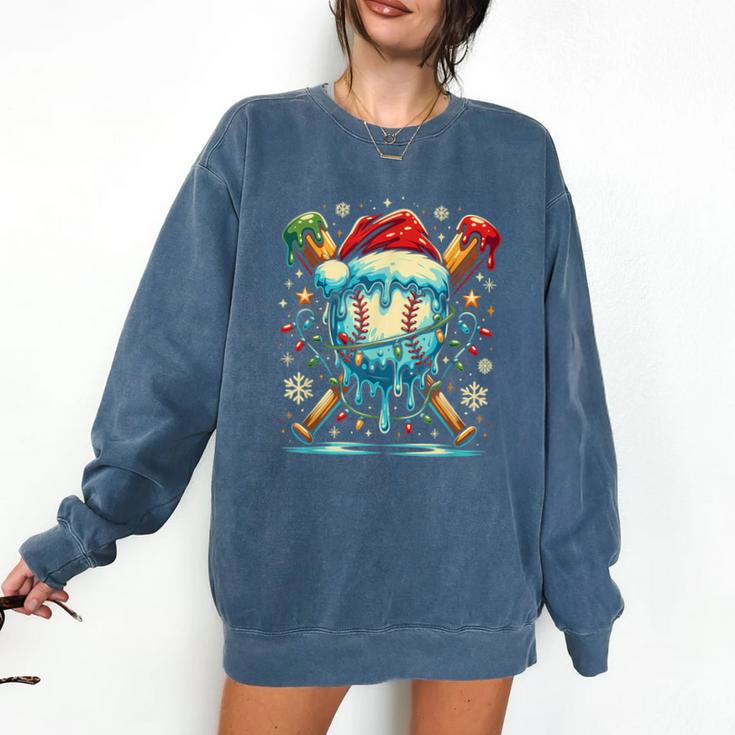 Baseball Drip Boys Youth Santa Christmas Baseball Comfort Colors Sweatshirt
