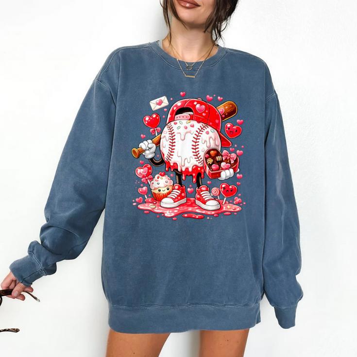 Baseball Drip Ice Cream Boys Kids Youth Valentines Comfort Colors Sweatshirt