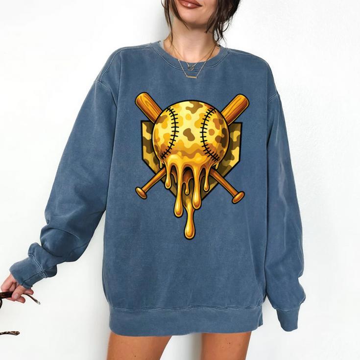 Baseball Drip Ice Cream Camo Cool Comfort Colors Sweatshirt
