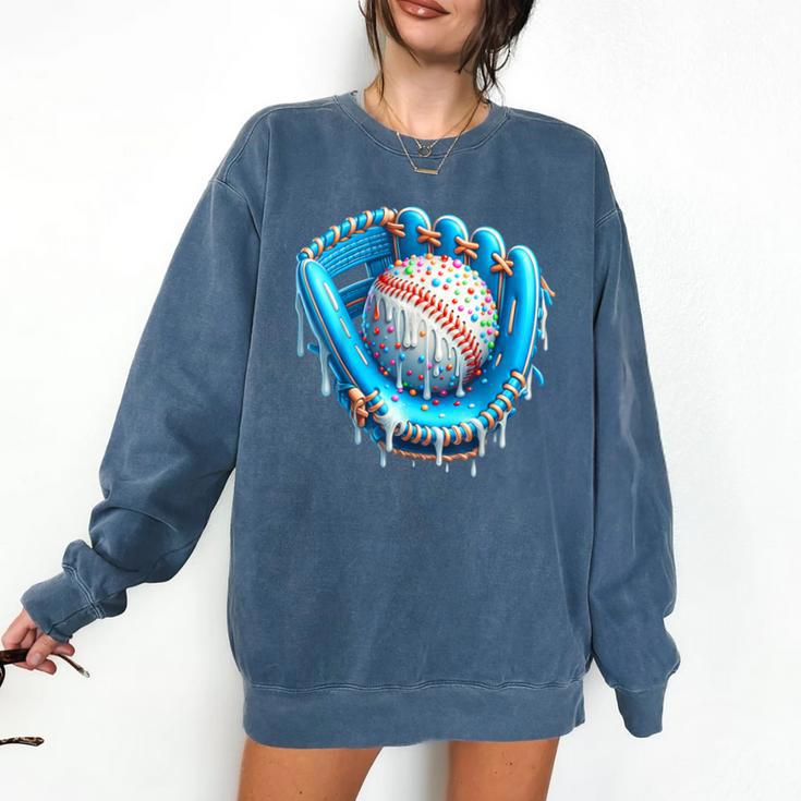 Baseball Drip Ice Cream Glove With Sprinkles Ball Boys Youth Comfort Colors Sweatshirt