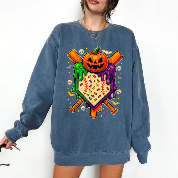 Baseball Drip Ice Cream Drip Halloween Baseball Lovers Comfort Colors Sweatshirt