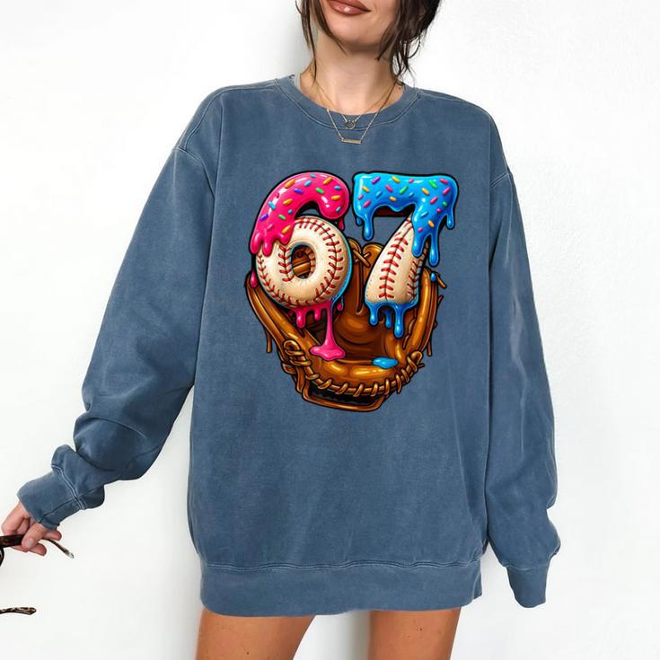 Baseball Drip Ice Cream Number 67 Player Or 67th Birthday Comfort Colors Sweatshirt