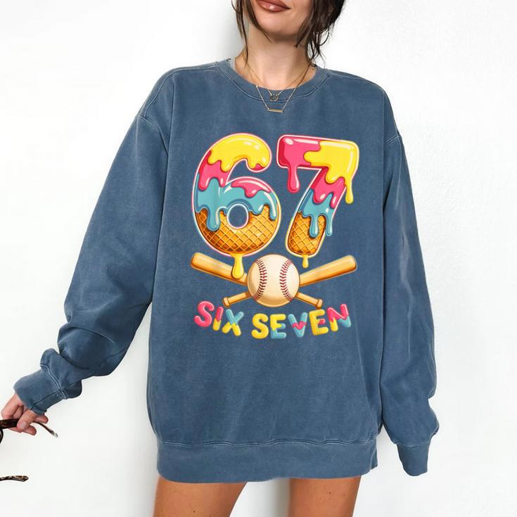 Baseball Drip Ice Cream Number 67 Player Lifestyle Comfort Colors Sweatshirt