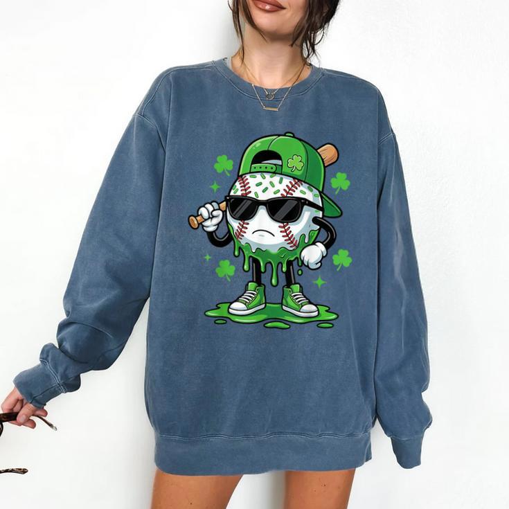 Baseball Drip Ice Cream Shamrock Kids Boy St Patrick’s Day Comfort Colors Sweatshirt