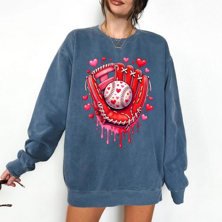 Baseball Drip Ice Cream Sprinkles Valentines Day Baseball Comfort Colors Sweatshirt