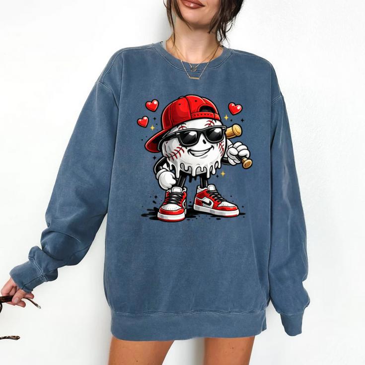 Baseball Drip Ice Cream Valentine’s Day Boys Kids Comfort Colors Sweatshirt