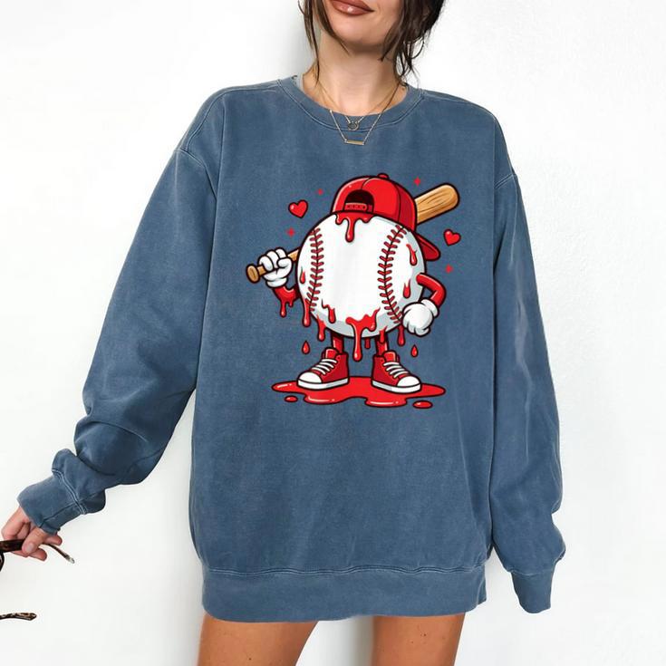 Baseball Drip Icecream Men Boy Valentine Comfort Colors Sweatshirt