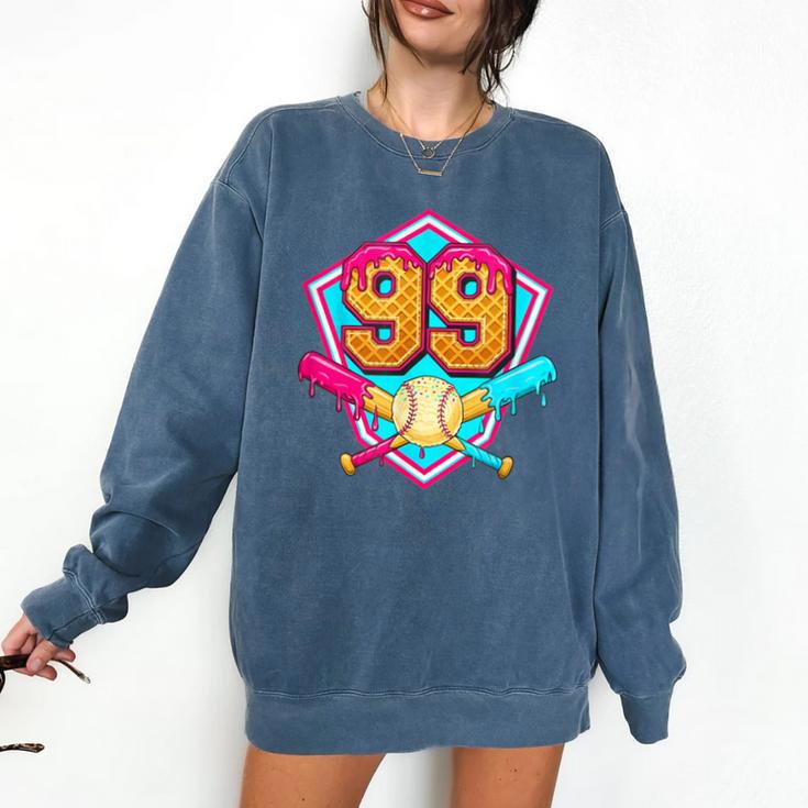 Baseball Drip Jersey Number 99 For Players & 99th Birthday Comfort Colors Sweatshirt