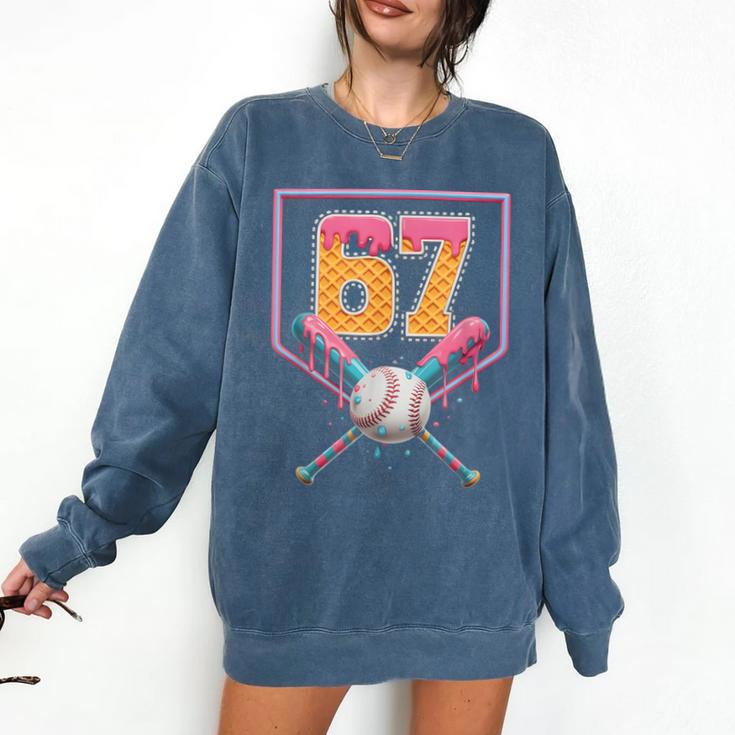Baseball Drip Number 67 Fun Six Seven 6 7 Meme Comfort Colors Sweatshirt