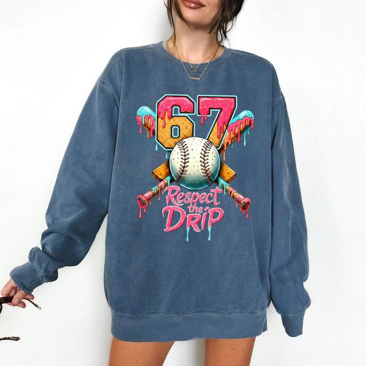 Baseball Drip Number 67 Player Sport For Men Women Kids Comfort Colors Sweatshirt