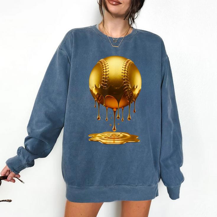 Baseball Dripping Drip Gold Sport Player Coach Baller Comfort Colors Sweatshirt