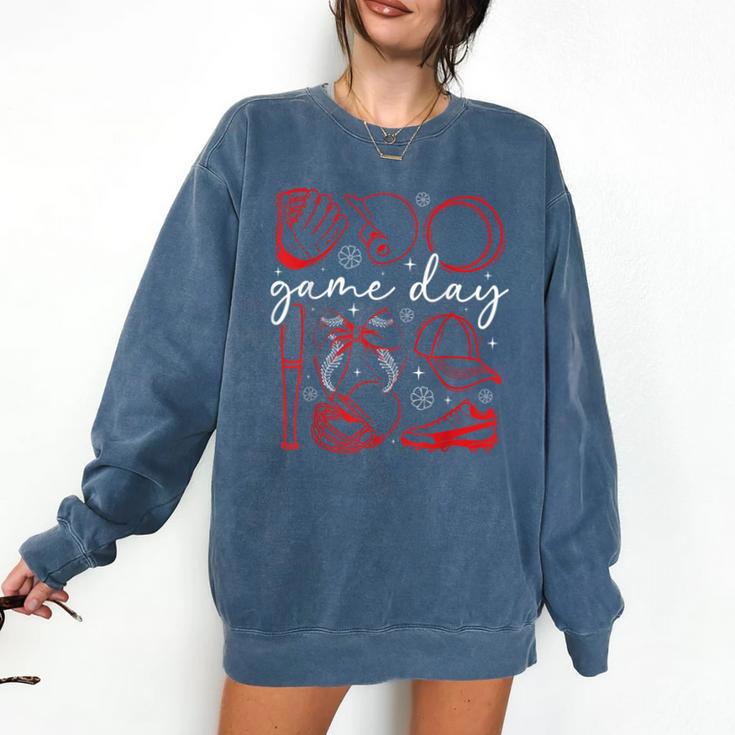 Baseball Game Day Coquette Game Day Baseball Comfort Colors Sweatshirt