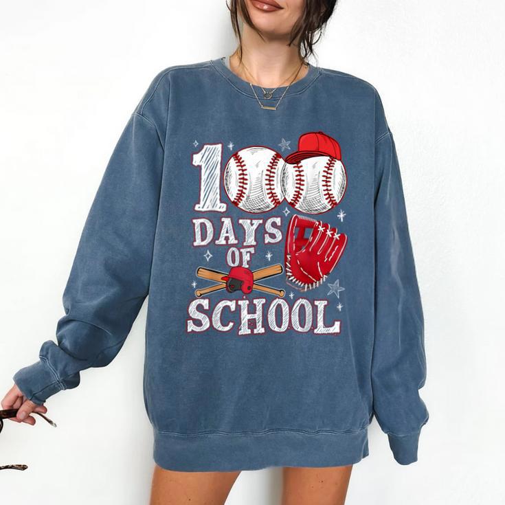 Baseball Happy 100 Days Of School Boy Girl Kid Teacher Comfort Colors Sweatshirt