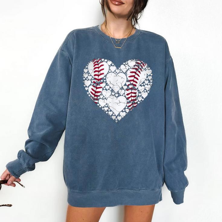 Baseball Heart Love Game Sports Fan Game Day Comfort Colors Sweatshirt
