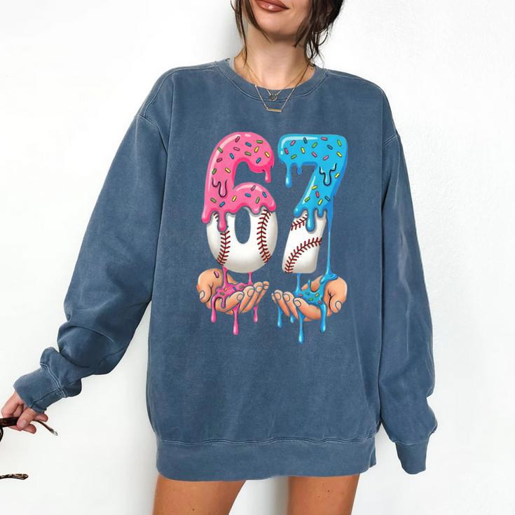 Baseball Ice Cream Drip 67 Hands Six Seven Boys Comfort Colors Sweatshirt