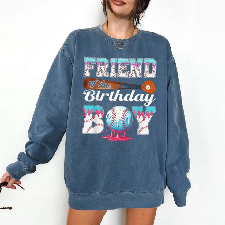 Baseball Ice Cream Drip Friend Of The Birthday Boy Comfort Colors Sweatshirt