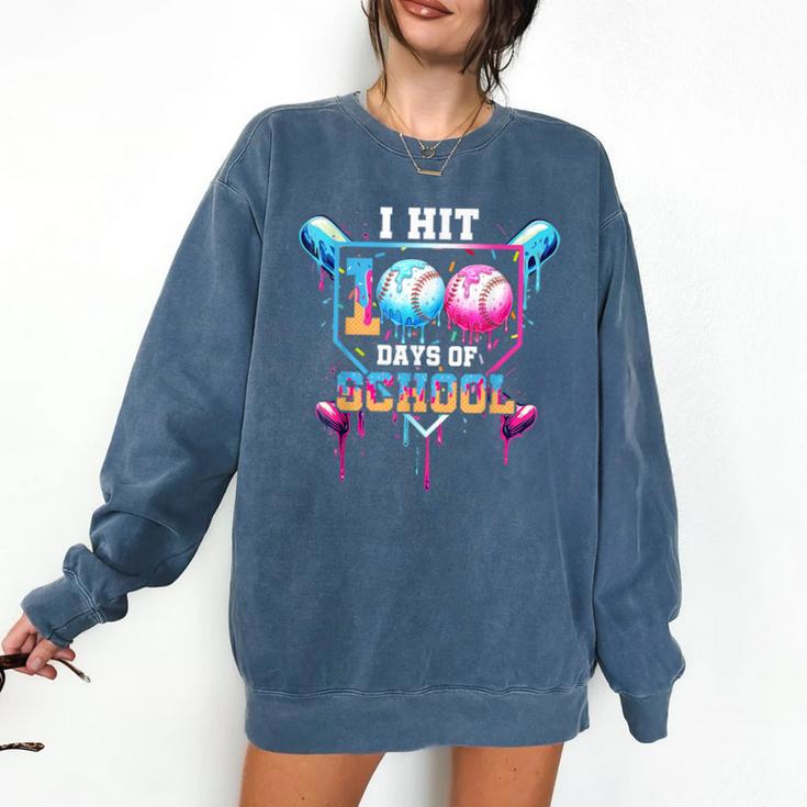 Baseball Ice Cream Drip I Hit 100 Days Of School Boys Kids Comfort Colors Sweatshirt