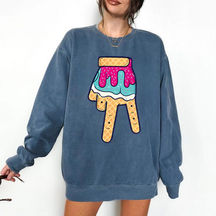 Baseball Ice Cream Drip Home Plate Glove Respect Drip 2 Side Comfort Colors Sweatshirt