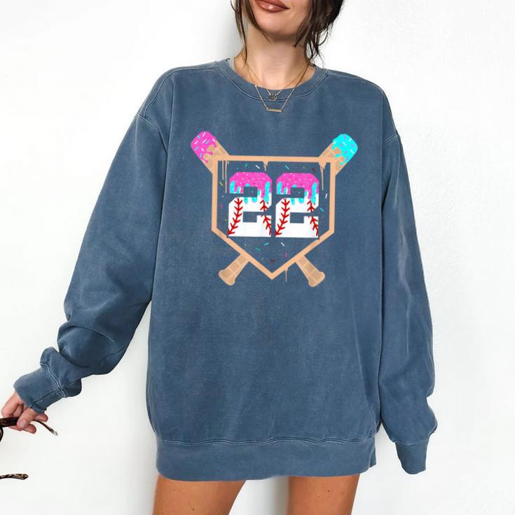 Baseball Ice Cream Drip Number 22 Player 22nd Birthday Comfort Colors Sweatshirt