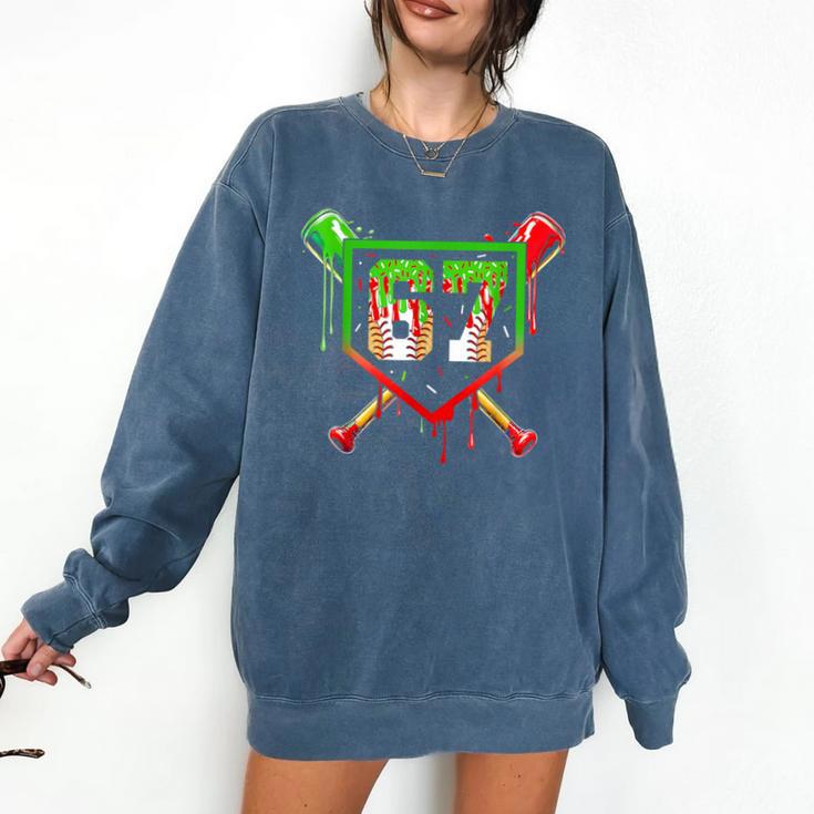 Baseball Ice Cream Drip Number 67 Player 6 7 Christmas Pjs Comfort Colors Sweatshirt