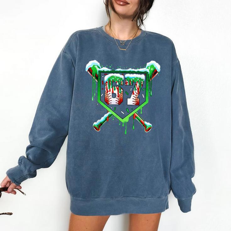 Baseball Ice Cream Drip Number 67 Six Seven Meme Christmas Comfort Colors Sweatshirt