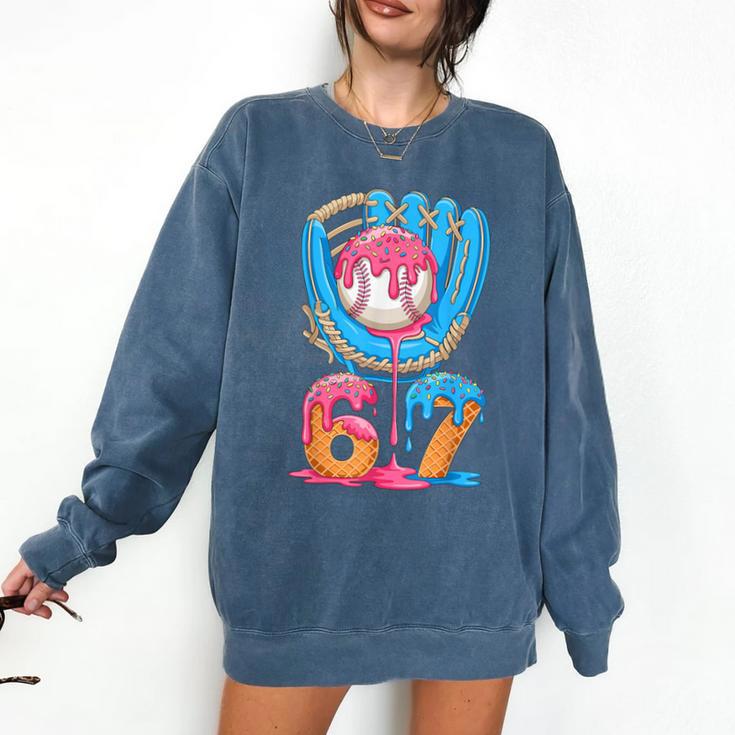 Baseball Ice Cream Drip Six Seven Gen Alpha Slang Meme 67 Comfort Colors Sweatshirt