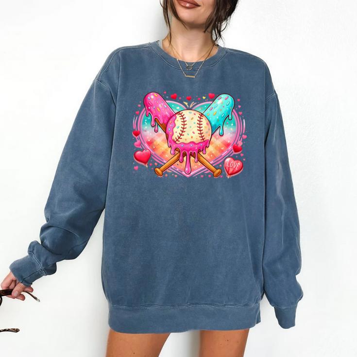 Baseball Ice Cream Drip Style Melt Ice Cream Youth Boys Comfort Colors Sweatshirt