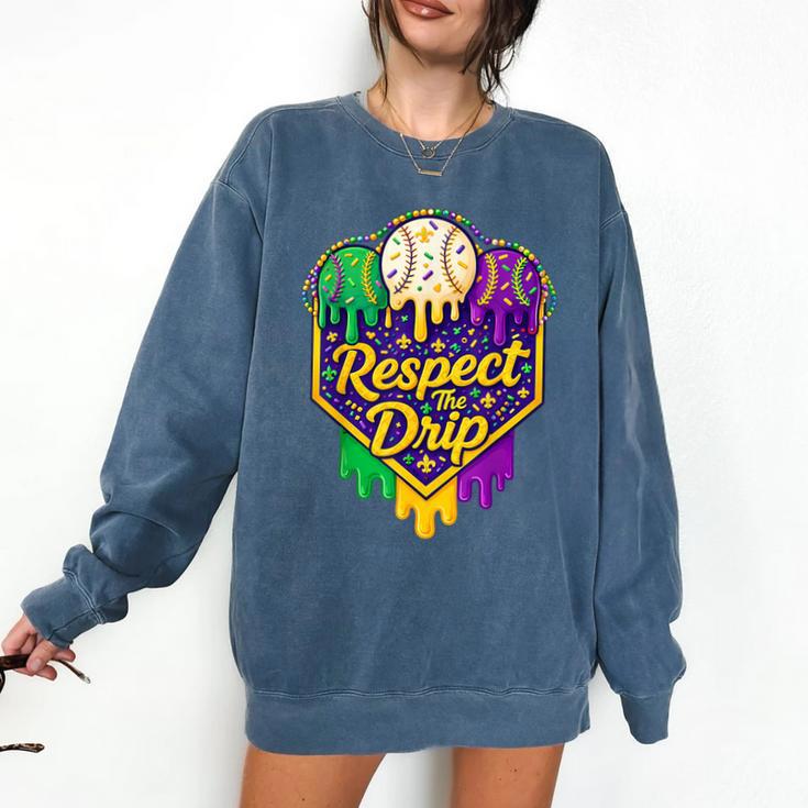 Baseball Ice Cream Respect The Drip Mardi Gras Carnival Boys Comfort Colors Sweatshirt