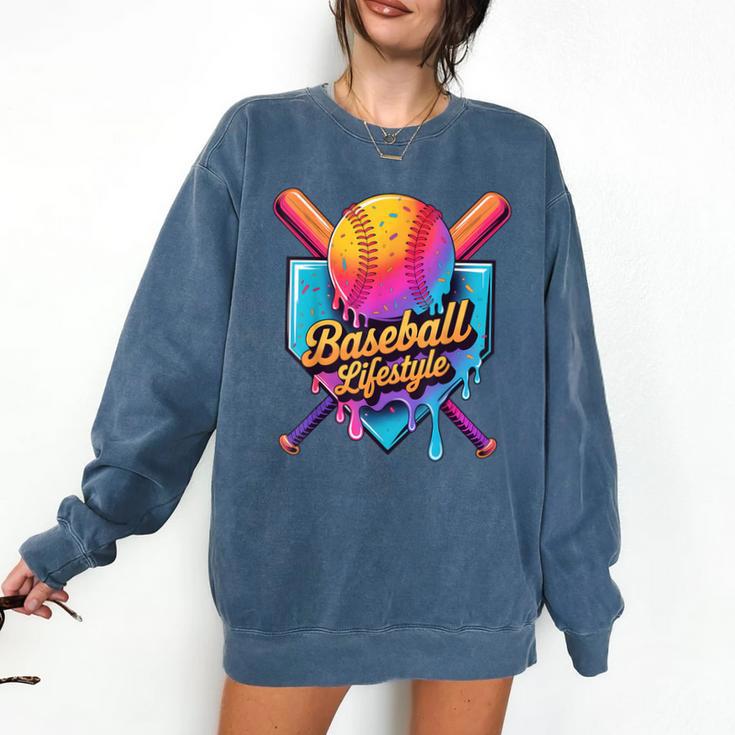 Baseball Lifestyle Drip Icecream Comfort Colors Sweatshirt