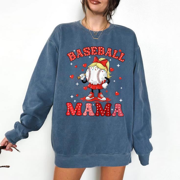 Baseball Mama Sports Mom Baseball Valentine Drip Girls Women Comfort Colors Sweatshirt