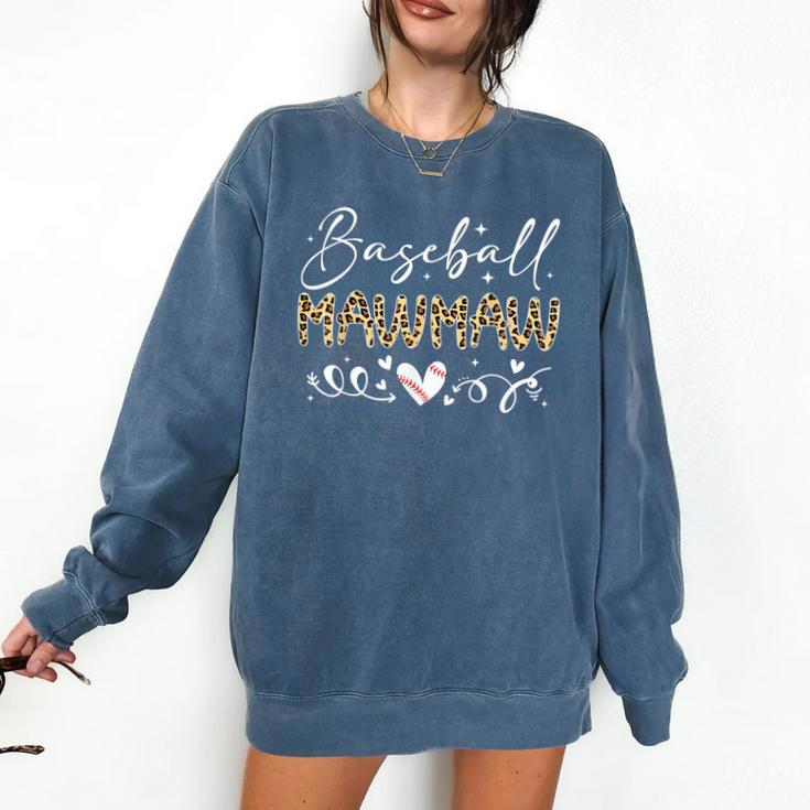 Baseball Mawmaw Leopard Baseball Heart Comfort Colors Sweatshirt