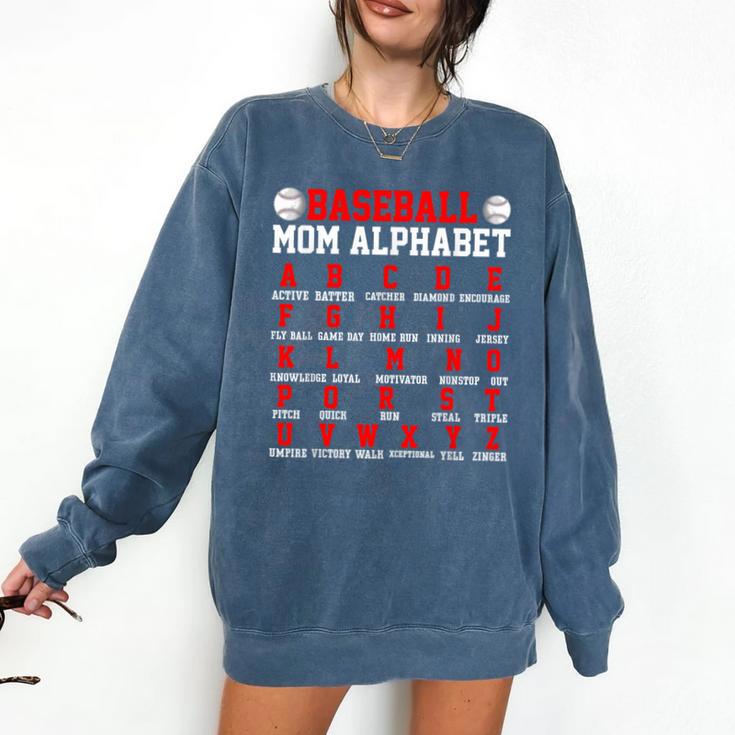 Baseball Mom Alphabet Parent Mama Player Game Sport Fan Comfort Colors Sweatshirt