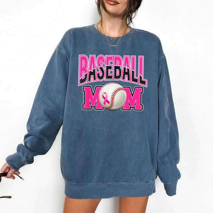 BASEBALL MOM BREAST CANCER RIBBON PINK SPORTS MOM Comfort Colors Sweatshirt